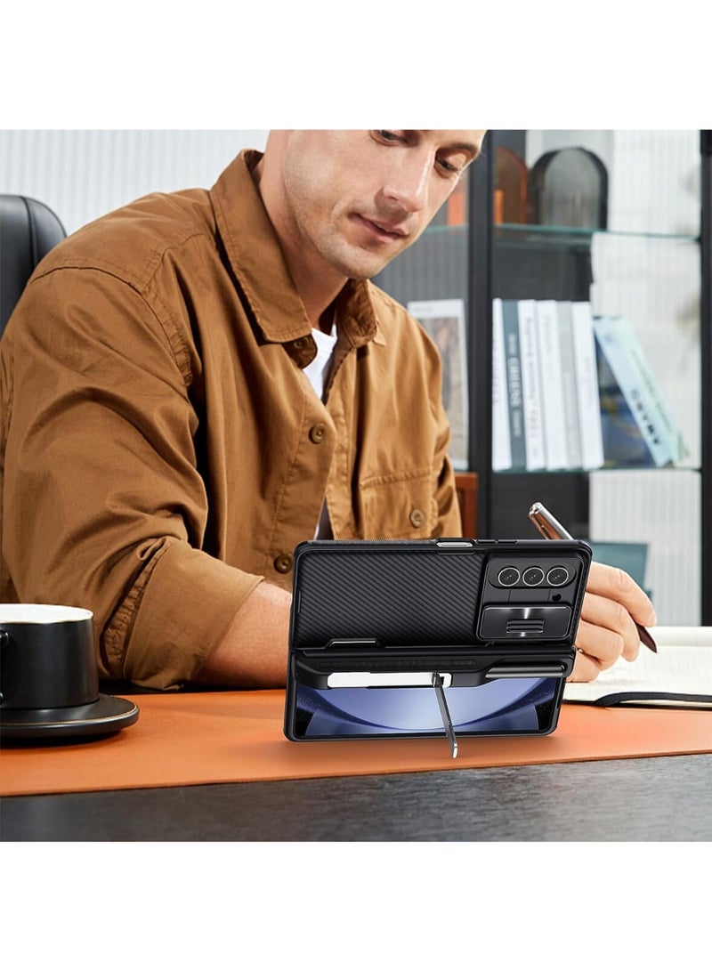 Nillkin CamShield Fold Case with Pen Holder & Stand for Samsung Galaxy Z Fold 5/W24 | Versatile Protection & Built-In Stand - Black - Image 5