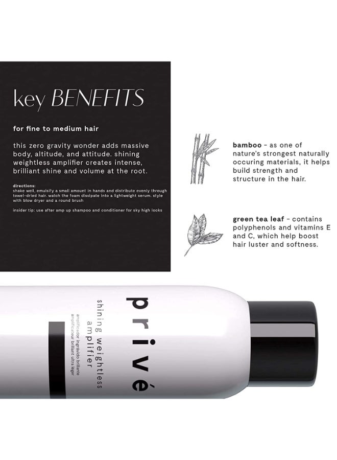 PRIVE Priv Shining Weightless Amplifier Hair Mousse Volumizing Mousse for Hair Volume with Bamboo Green Tea for Root Lift Shine Strength Helps Add Body to Dull Flat Strands 685 oz - Image 4