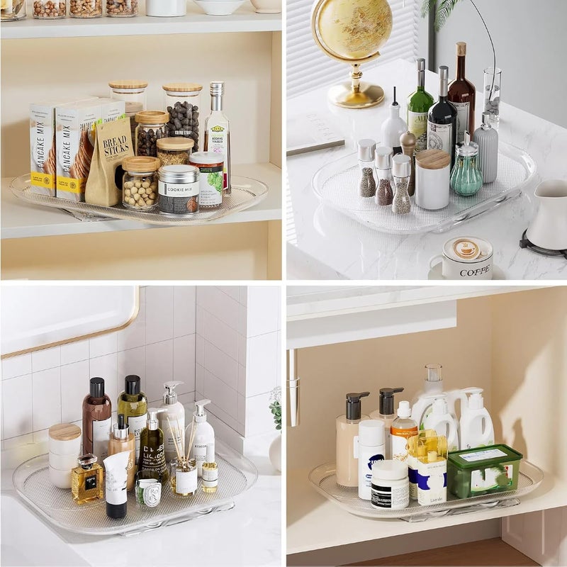 LAMU Lazy Susan Organizer 14.56''x11'' for Refrigerator Organizers and Storage Fridge Organization, Turntable Condiment Organizer for Kitchen, Table Top, Cabinet, Pantry, Countertop, 1 Pack - Image 5