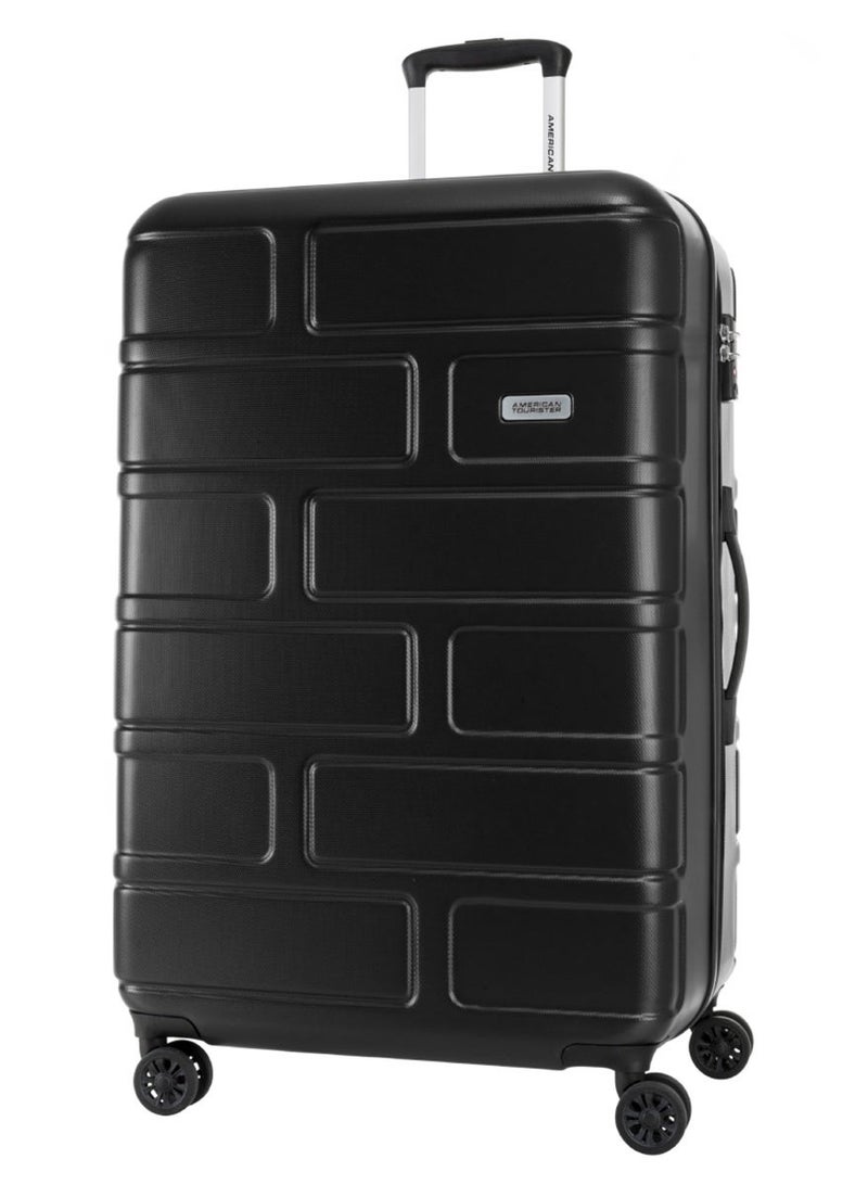 AMERICAN TOURISTER Bricklane Suitcase, Check-In Size 80 cm / 30 inch, 4 Spinner Wheels, Hard Top, ABS, Jet Black|Lightweight|Scratch & Impact Resistance|TSA Lock|Inner Mesh Zippered Pocket - 3 Years International Warranty - Image 1