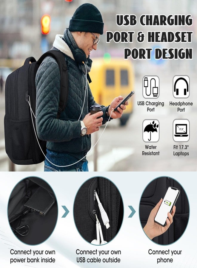 SDYSM Travel Laptop Backpack, 17.3 Inch Extra Large Laptop Backpack with USB Charging Port 45L Travel Backpack for Men Women Water Resistant Computer Backpack for College School Work Business, Black - Image 3