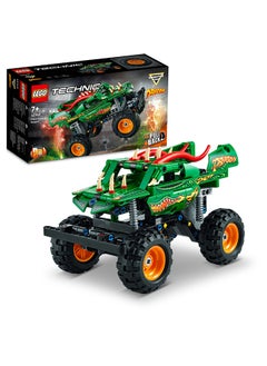 Technic Monster Jam Dragon 42149 Building Toy Set; A 2-In-1 Kit For Kids Who Love Buildable Models And Toy Trucks; Race And Perform Stunts With This Gift For Kids Aged 7+ (217 Pieces)