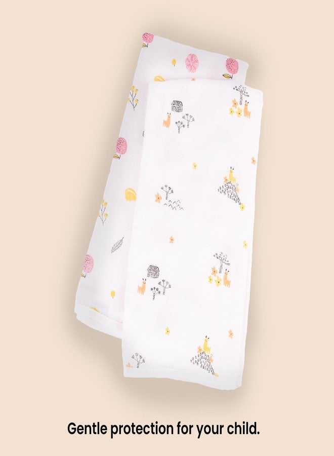 HABER Traditional Baby Muslin Bath Towel Organic Indian Cotton 4 Layer, Eco-Conscious & Safe Printed Muslin Cloth Towels (70x70cm | Pack of 2, Animals and Fruits) - Image 5