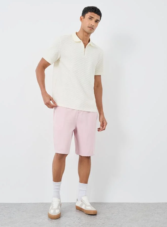 Styli Styli Men Pink Relaxed Fit Flat Front Shorts
