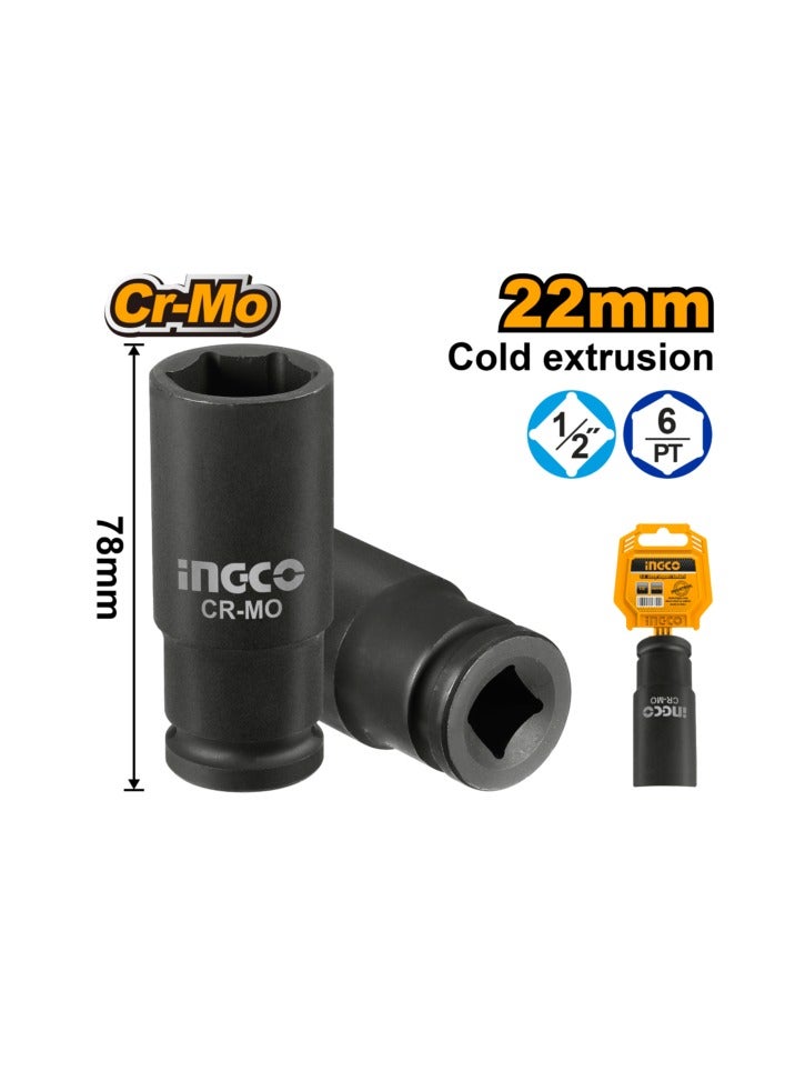 إنجكو سوكيت تأثير عميق 22 مم بقياس 1/2 بوصة من INGCO – HDIS12221L - Image 2