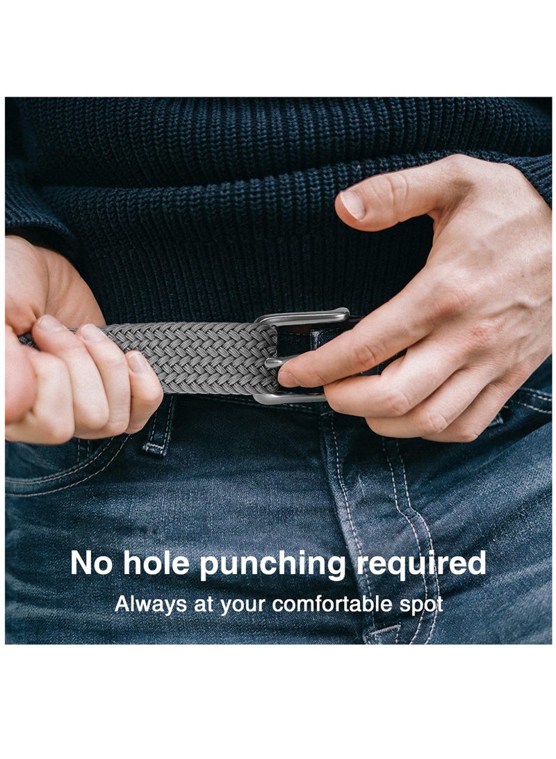 SOLARAE Elastic Braided Golf Belt for Men, 2 Pack Mens Casual Woven Stretch Belts 46", For Golf Pant Casual Jeans - Image 2