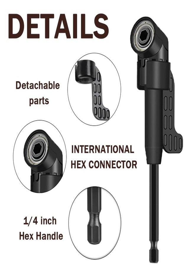 DOOOYU 21 Pcs Right Angle Drill Attachment Set Includes 2Pcs Flexible Drill Bit Extension 3Pcs 360° Rotatable 1/4 3/8 1/2" Impact Grade Socket Adapter 3Pcs Drill Bit Holder 10 Short Screwdriver Bits - Image 3