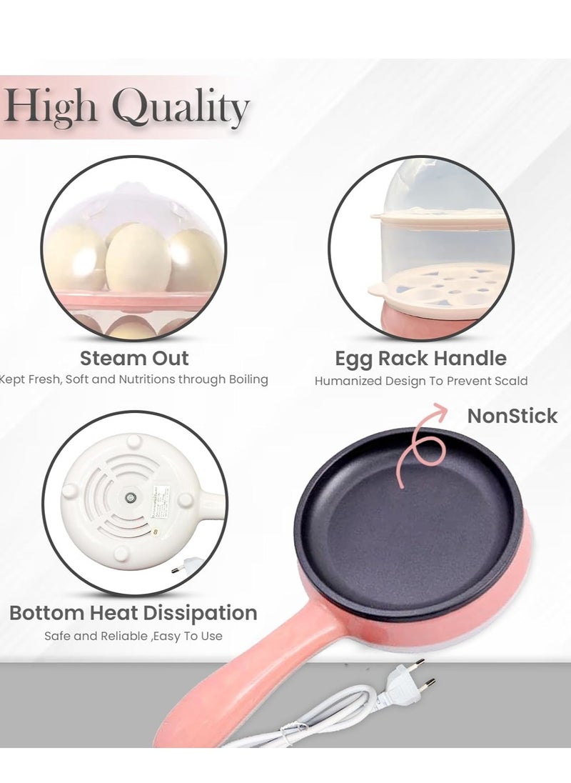 BORTONY - Egg Boiler 2 in 1 Automatic Egg Boiler Multi-Functional Electric Rapid Egg Cooker Non-Stick 7 Pcs Egg Steamer Roaster Omelette Frying Pan Single Layer Egg Boiler With Handle - Image 1