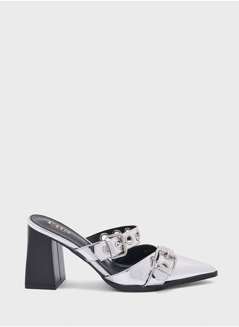 ELLA Buckle Detail Block Heel Pump  - Image 1