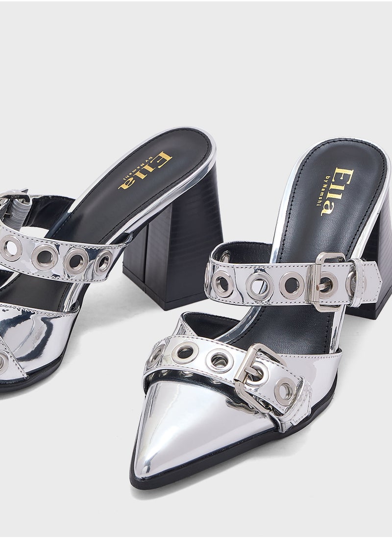 ELLA Buckle Detail Block Heel Pump  - Image 4