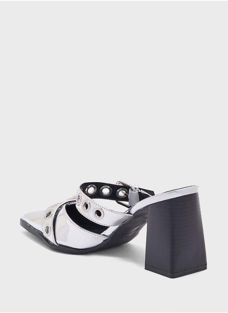 ELLA Buckle Detail Block Heel Pump  - Image 3
