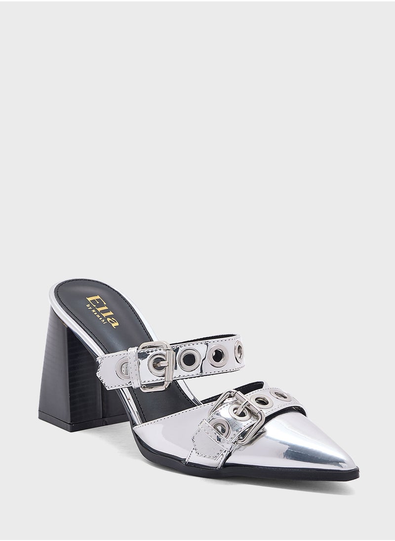 ELLA Buckle Detail Block Heel Pump  - Image 2