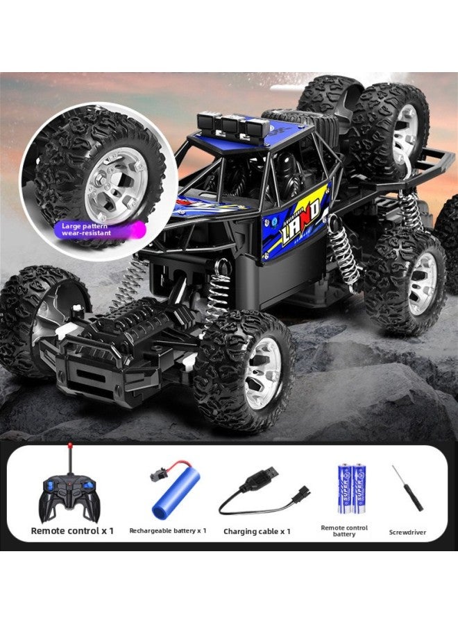 Remote Control Large Alloy High-speed Six-wheel Four-wheel Drive Off-road Big Foot Climbing Electric Boy Children's Car Wholesale-Color:(30cm Blue) Alloy Eight-wheel Off-road Vehicle-Scale:[color Box] Comes With A Set Of Car Body Rechargeable Batteries  - Image 1