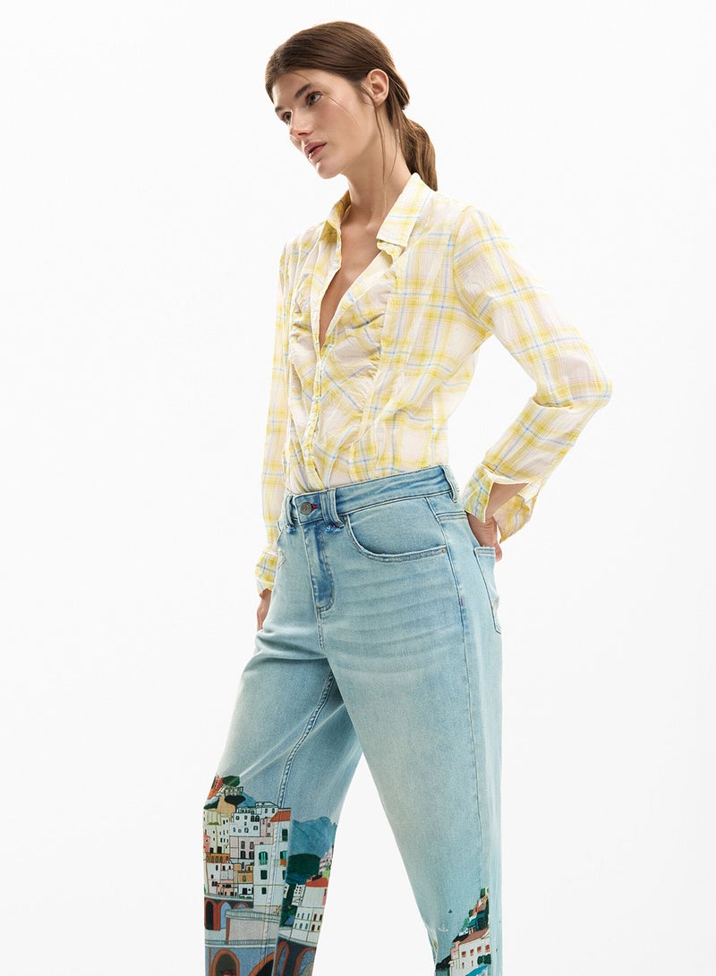DESIGUAL Straight Denim Trousers With A Washed Effect Front And Back Pockets - Image 3