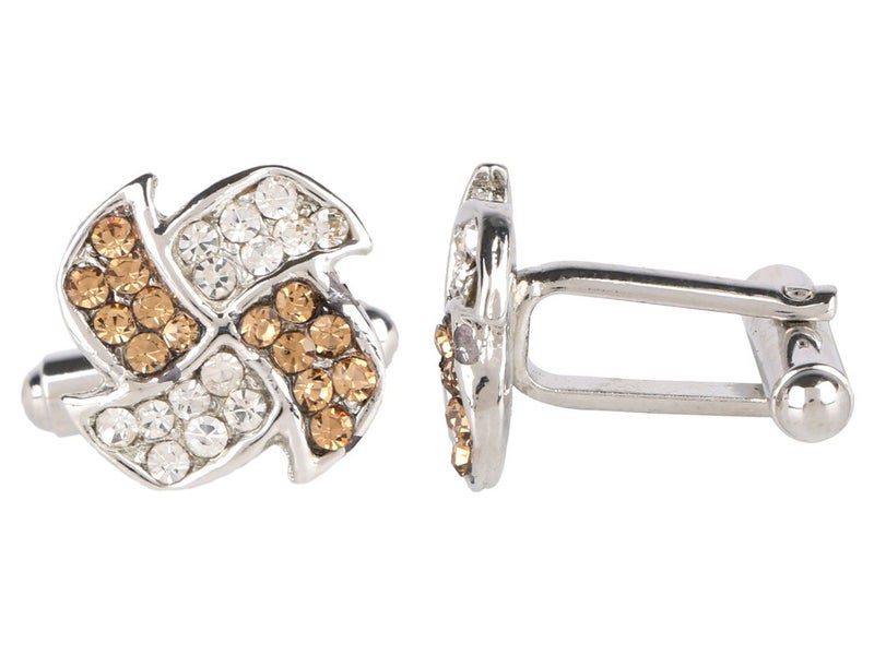 TRIPIN Cufflinks For Men Silver Unique Shape With Brown Diamond Crystals Stone For Office Corporate Party French Cuff Shirts Shirt Suit Blazer In A Gift Box Tsapzsil831 - Image 2