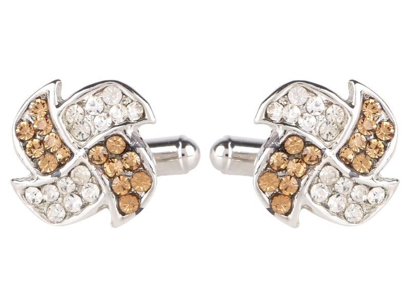 TRIPIN Cufflinks For Men Silver Unique Shape With Brown Diamond Crystals Stone For Office Corporate Party French Cuff Shirts Shirt Suit Blazer In A Gift Box Tsapzsil831 - Image 1