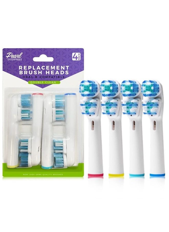 Pearl Enterprises - Oral-B Compatible Replacement Toothbrush Heads Double Clean for Oralb Braun Electric Toothbrush Replacement Heads for Oral B Pro, 1000, 8000, 9000, Sonic, Adults, Kids, Vitality, Dual (4) - Image 1