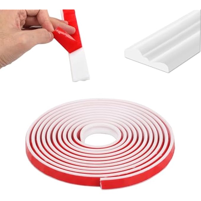 20 FT X 0.9'' WALL DECORATION MOLDING TRIM,PEEL AND STICK WALL MOLDING TRIM,SELF-ADHESIVE 3D CHAIR RAIL PANEL MOLDING,FLEXIBLE DIY WALL TRIM FOR MIRROR FRAME,WALL PROTECTION AND HOME DIY DECORATION - Image 2