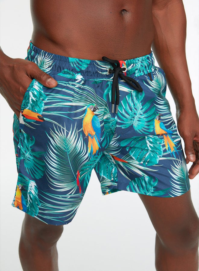 Trendyol Man Multicolored Tropical Printed Standard Size Swimsuit Swim Shorts - Image 3
