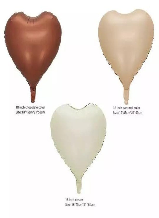 Atpata Funky Boho Theme Foil Balloons - White Sand, Nude Cream, Tan Brown Caramel Shades - Stars and Hearts Shape - for Weddings, Birthdays, Baby Showers, and Party Decorations (9pcs, Hearts) - Image 5