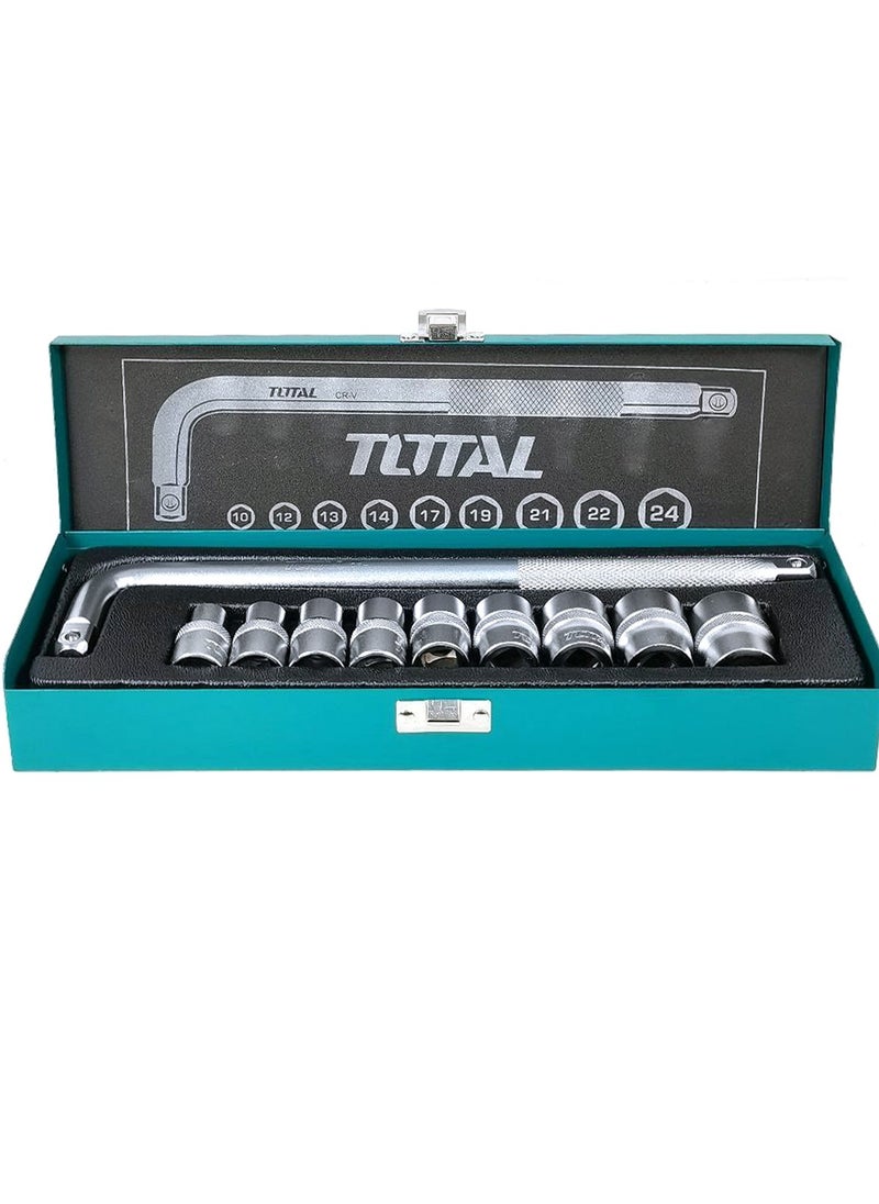 TOTAL - 9 Pieces 1/2 Socket Set With L-Handle – Premium Chrome-Plated Sockets - Image 1