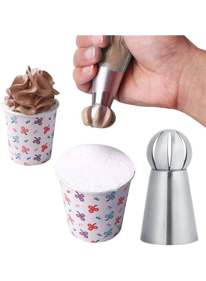 3-Piece Stainless Steel Sphere Nozzles Set Silver，Cake Cupcake Decorating Supplies Kit Flower Frosting Tips Cake Decorating Supplies Baking Supplies Set  - Image 5