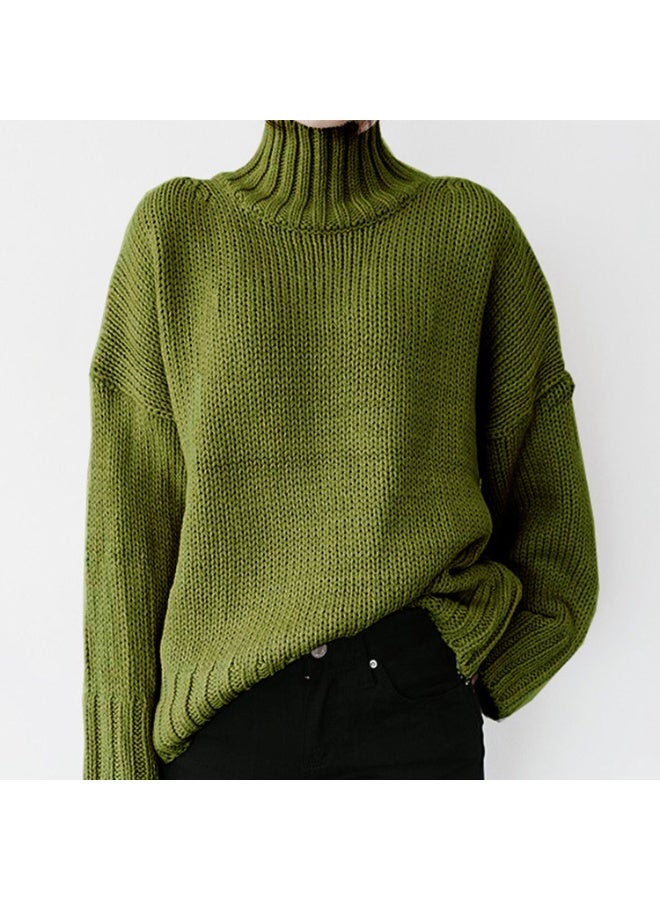 NIBEMINENT Women Turtleneck Sweaters Knit Thick Full Sleeve Pullovers Splice Sweater Elegant Lady Solid Outwear Casual Winter - Image 1