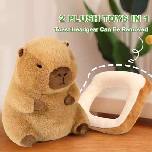 Ditucu Cute Capybara Plush Pillow with Wearable Toast Headgear Stuffed Animal Bread Capibara Plushies Toys Gifts for Kids Brown 11 inch - Image 5