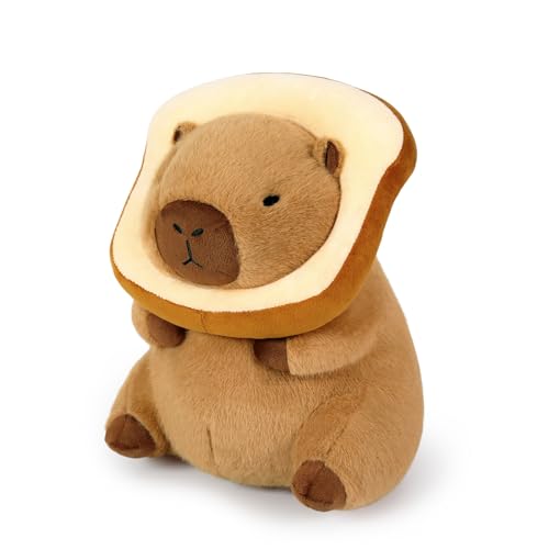 Ditucu Cute Capybara Plush Pillow with Wearable Toast Headgear Stuffed Animal Bread Capibara Plushies Toys Gifts for Kids Brown 11 inch - Image 1