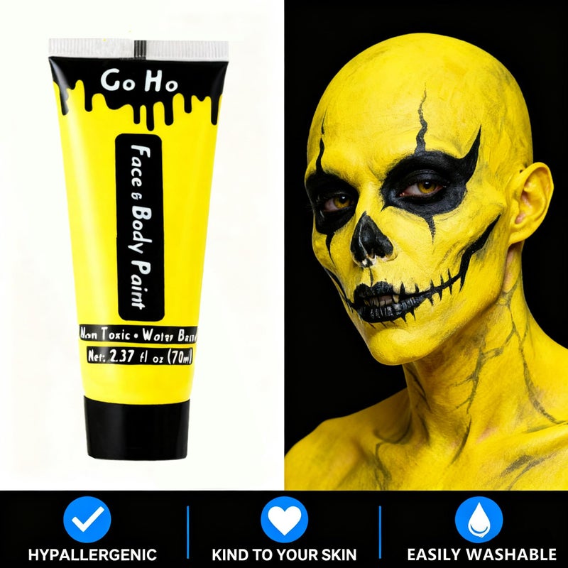 Go Ho Yellow Face Body Paint Washable(2.37oz/pc),Water Based Cream Full Yellow Body Paint for Monster Minions Lion Tiger SFX Cosplay Costumes Festivals Halloween Makeup - Image 5