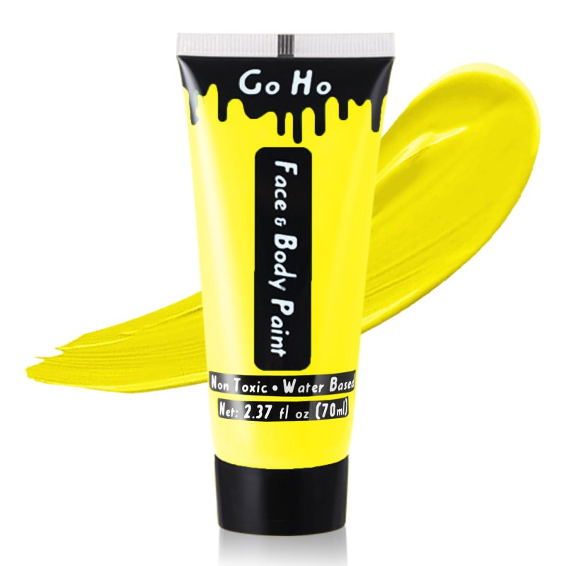 Go Ho Yellow Face Body Paint Washable(2.37oz/pc),Water Based Cream Full Yellow Body Paint for Monster Minions Lion Tiger SFX Cosplay Costumes Festivals Halloween Makeup - Image 1