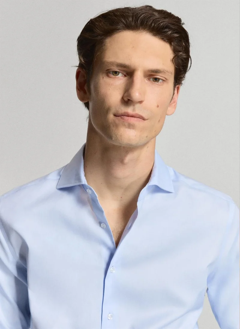Mango Man 50-CELESTE Slim Fit 100% Cotton Structured Dress Shirt for Men | Best Price UAE