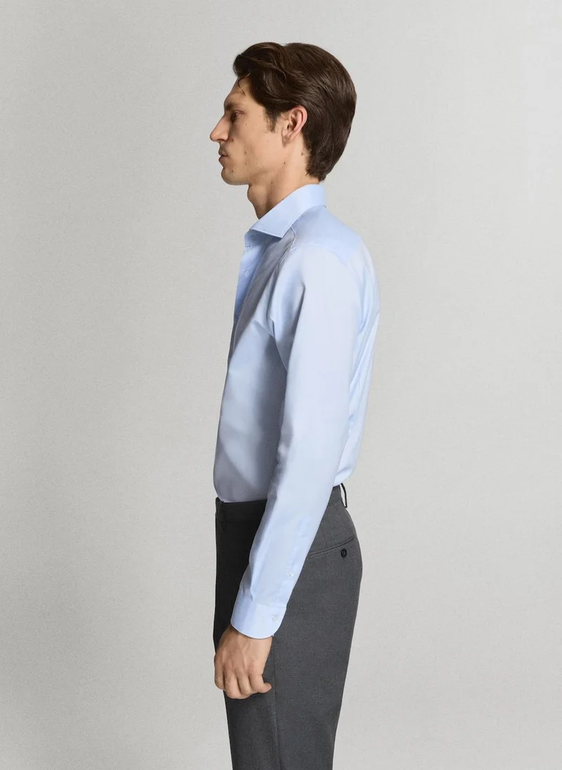 Mango Man 50-CELESTE Slim Fit 100% Cotton Structured Dress Shirt for Men | Best Price UAE
