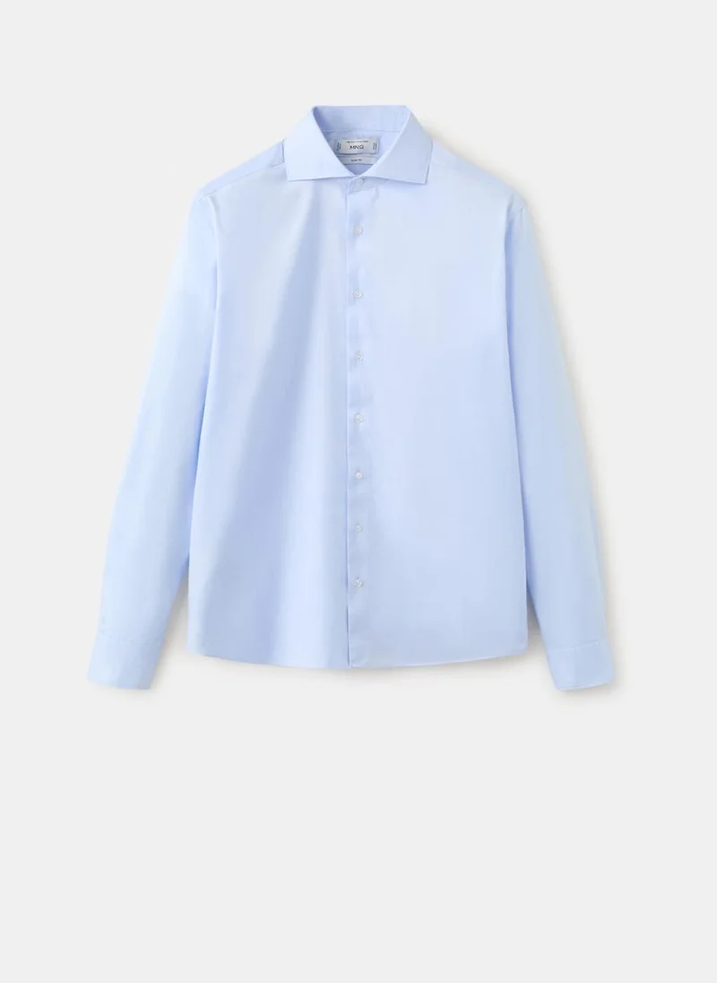 Mango Man 50-CELESTE Slim Fit 100% Cotton Structured Dress Shirt for Men | Best Price UAE
