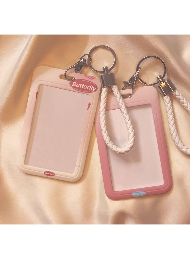 NIBEMINENT 1 - Piece Butterfly Kpop Photo Card Holder Pendant Key Chain ID Badge Holder ID Card Holder Photo Card Protector for School ID Office ID Access Card for Women Girls - Image 3