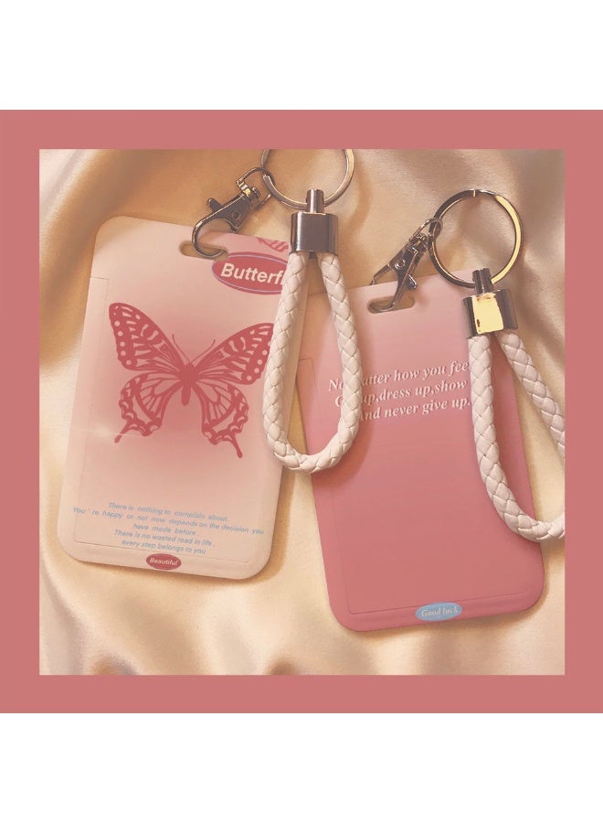 NIBEMINENT 1 - Piece Butterfly Kpop Photo Card Holder Pendant Key Chain ID Badge Holder ID Card Holder Photo Card Protector for School ID Office ID Access Card for Women Girls - Image 2
