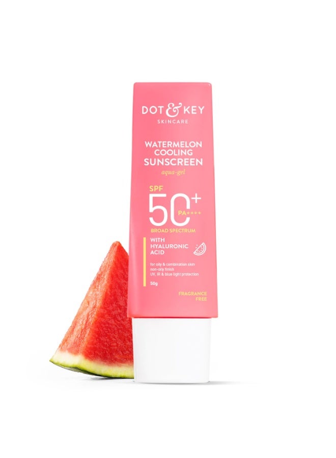 دوت آند كي واقي شمسي من دوت آند كي بنكهة البطيخ، عامل حماية من الشمس ٥٠+، PA++++ | مع حمض الهيالورونيك، يُنعش البشرة فورًا، حماية واسعة الطيف | يُسيطر على الزيوت الزائدة، يُقلل من الاسمرار، لا يترك آثارًا بيضاء، مناسب لجميع أنواع البشرة | ٥٠ غرام - Image 1
