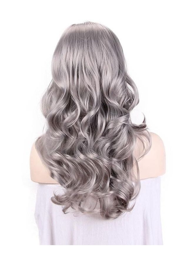 إسكدنيا شعر مستعار اصطناعي مجعد رمادي - Image 2