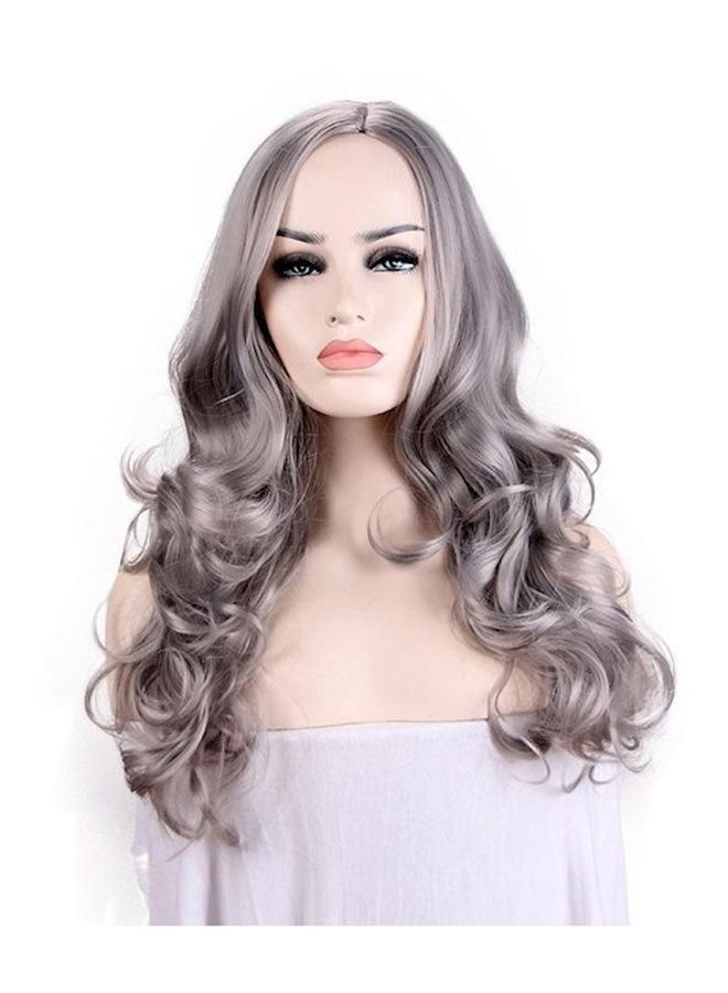 إسكدنيا شعر مستعار اصطناعي مجعد رمادي - Image 1