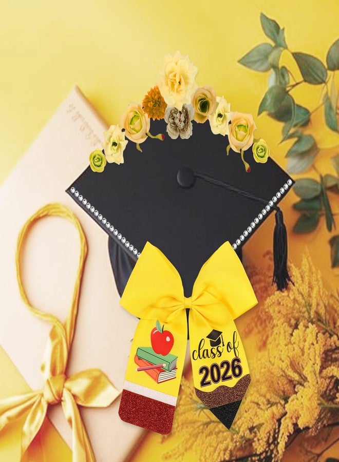 Balterever Graduation Bow Yellow Class of 2026 Graduation Cap Bow Teacher Graduation Party Decorations for Cap Decor Gift - Image 3