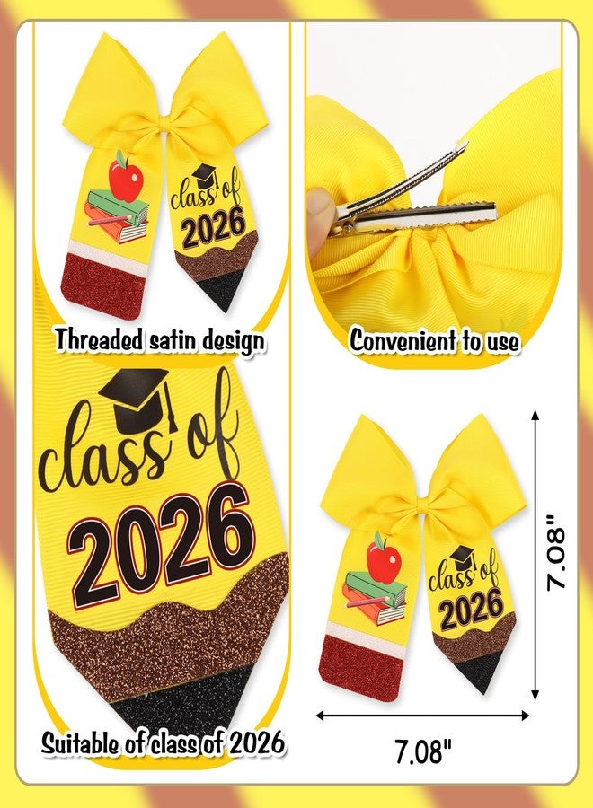 Balterever Graduation Bow Yellow Class of 2026 Graduation Cap Bow Teacher Graduation Party Decorations for Cap Decor Gift - Image 5