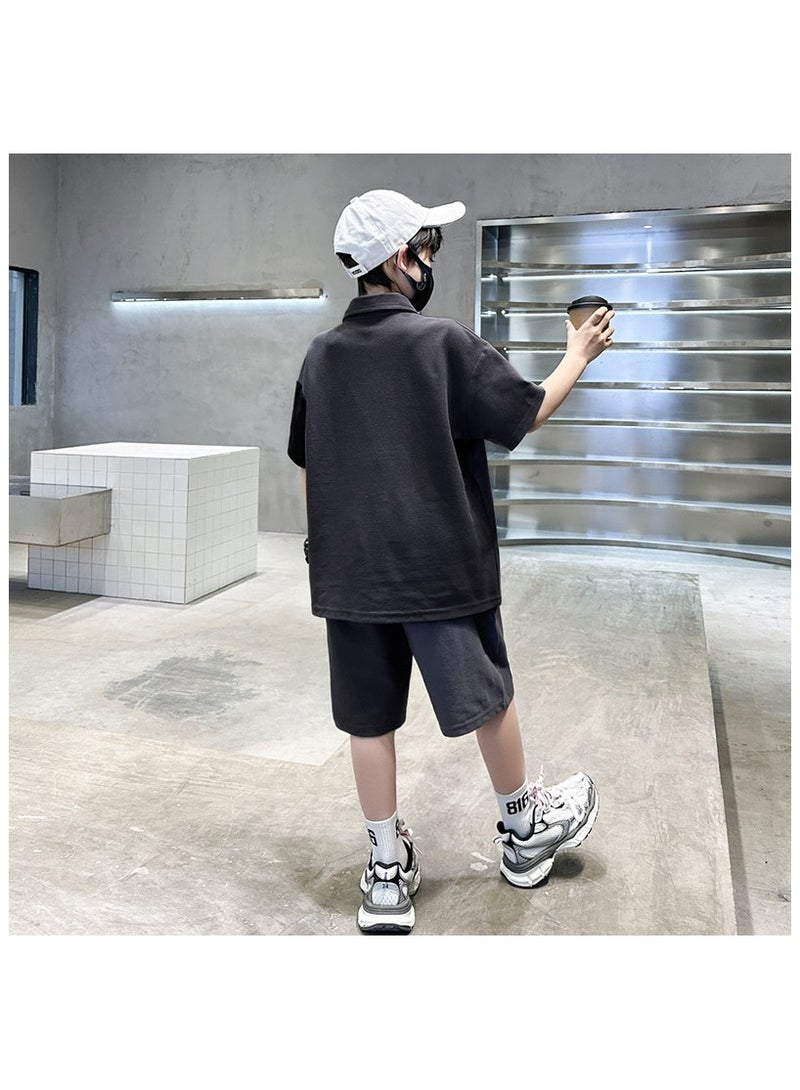 Cool Boy Fashion Casual Short Sleeved Shorts Set Suitable For Ages 5-15  - Image 2
