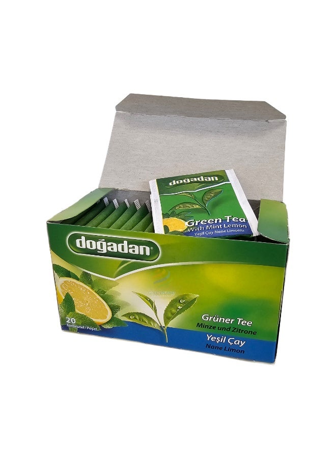 Dogadan Green Tea with Mint and Lemon, 20 Tea bags. Manufactured in Turkey - Image 3
