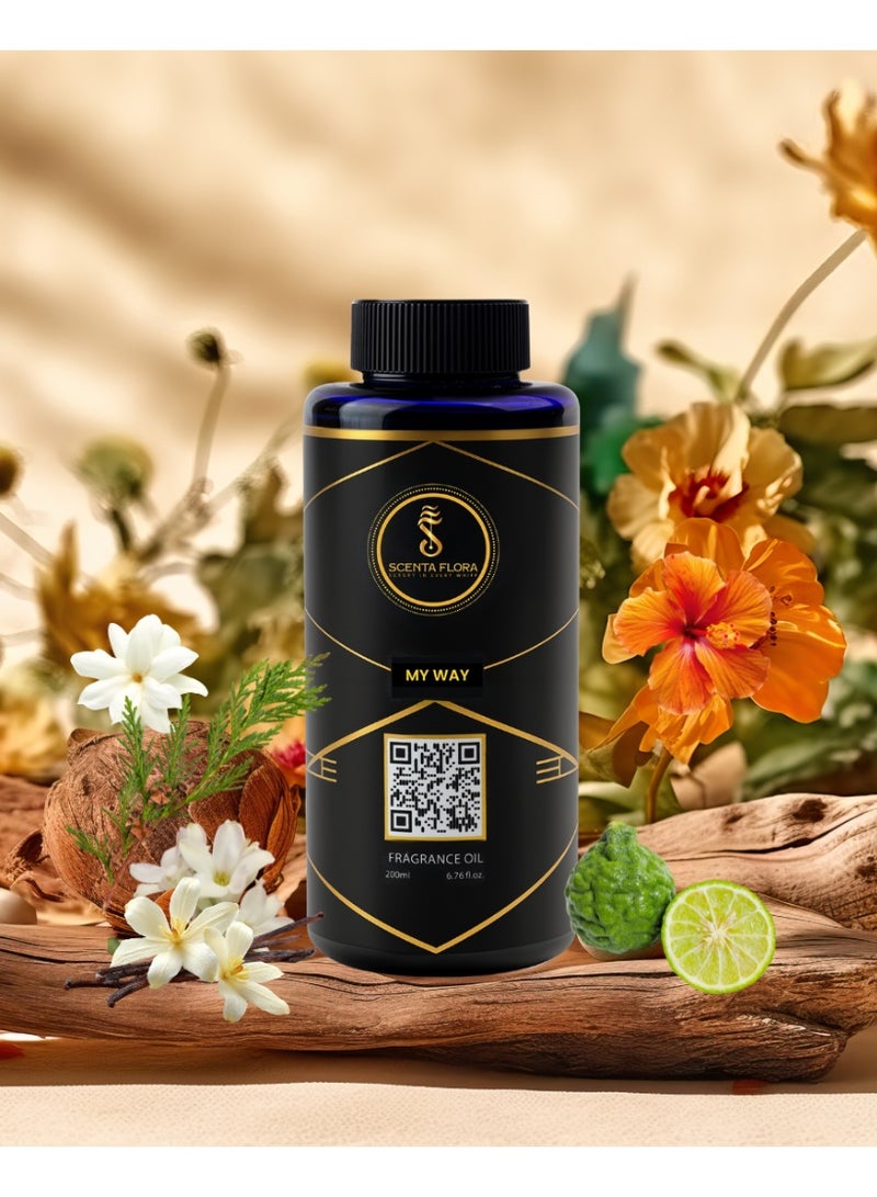 Scenta Flora My Way Premium Aromatherapy Diffuser Oil 200ml | Bergamot, Orange Blossom, Tuberose, Cedar, Vanilla & White Musk | Long-Lasting Essential Oil Blend for Relaxation & Wellness - Image 2
