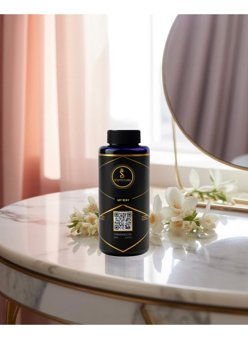 Scenta Flora My Way Premium Aromatherapy Diffuser Oil 200ml | Bergamot, Orange Blossom, Tuberose, Cedar, Vanilla & White Musk | Long-Lasting Essential Oil Blend for Relaxation & Wellness - Image 3