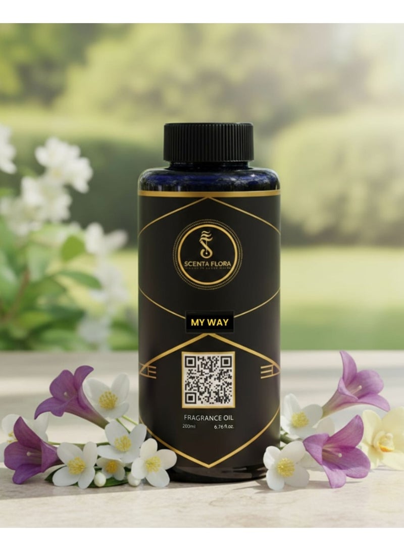 Scenta Flora My Way Premium Aromatherapy Diffuser Oil 200ml | Bergamot, Orange Blossom, Tuberose, Cedar, Vanilla & White Musk | Long-Lasting Essential Oil Blend for Relaxation & Wellness - Image 5