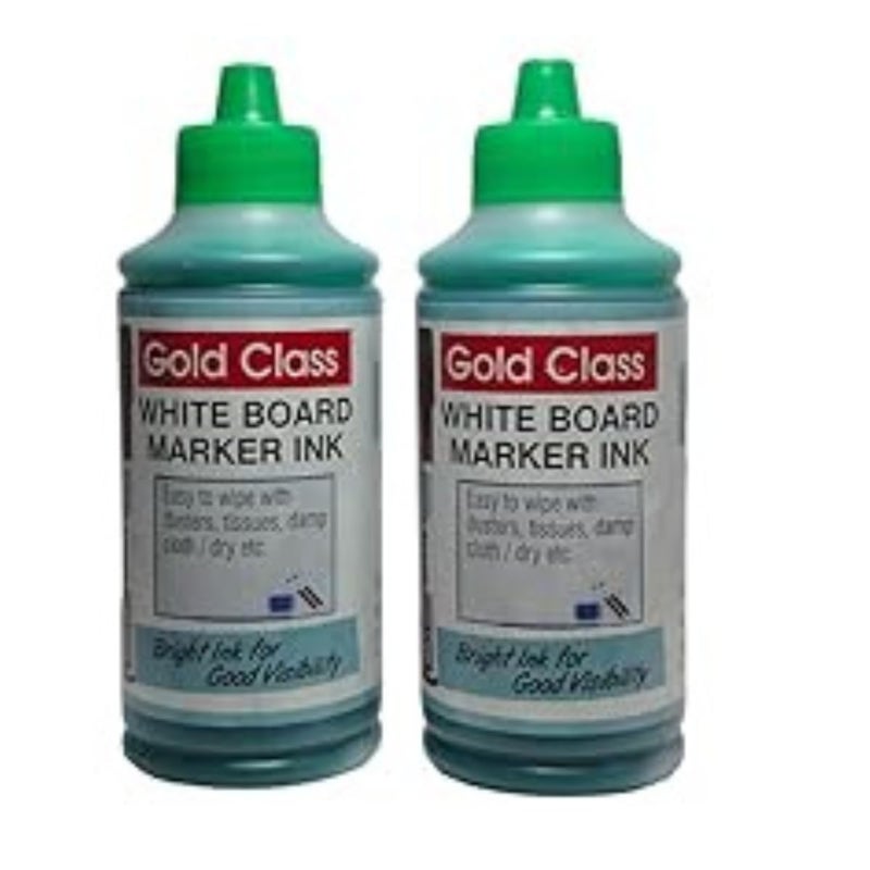 Gold Class White Board Marker Bottled Ink, 100ML | Easily refillable | Bold Round tip | Suitable for Multiple Surfaces | Office Stationery | School Stationery - Pack of 2 (Green) - Image 2