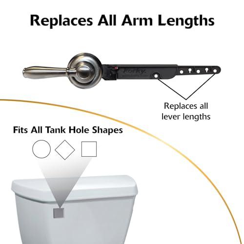 Korky Strong Arm Metal Toilet Handle and Lever - Universal to Fit Front, Angled, Side, Left, and Right Mount Toilets - Brushed Nickel, Faucet Style, 6071BP - Image 4