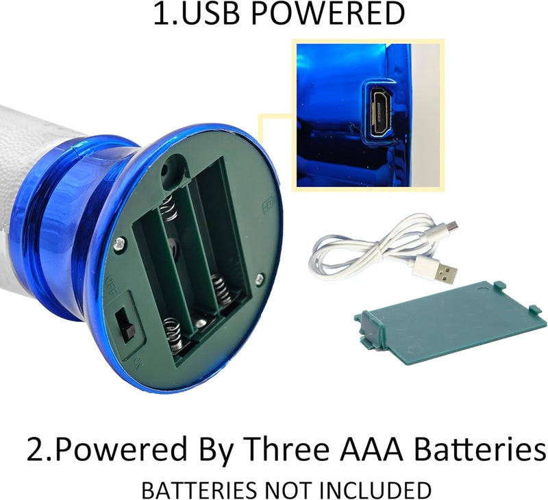 ياكي 10.5 بوصة مصباح إعصار LED متغير الألوان، يعمل بالبطارية أو كابل USB، ديكور عيد الميلاد أزرق - Image 3