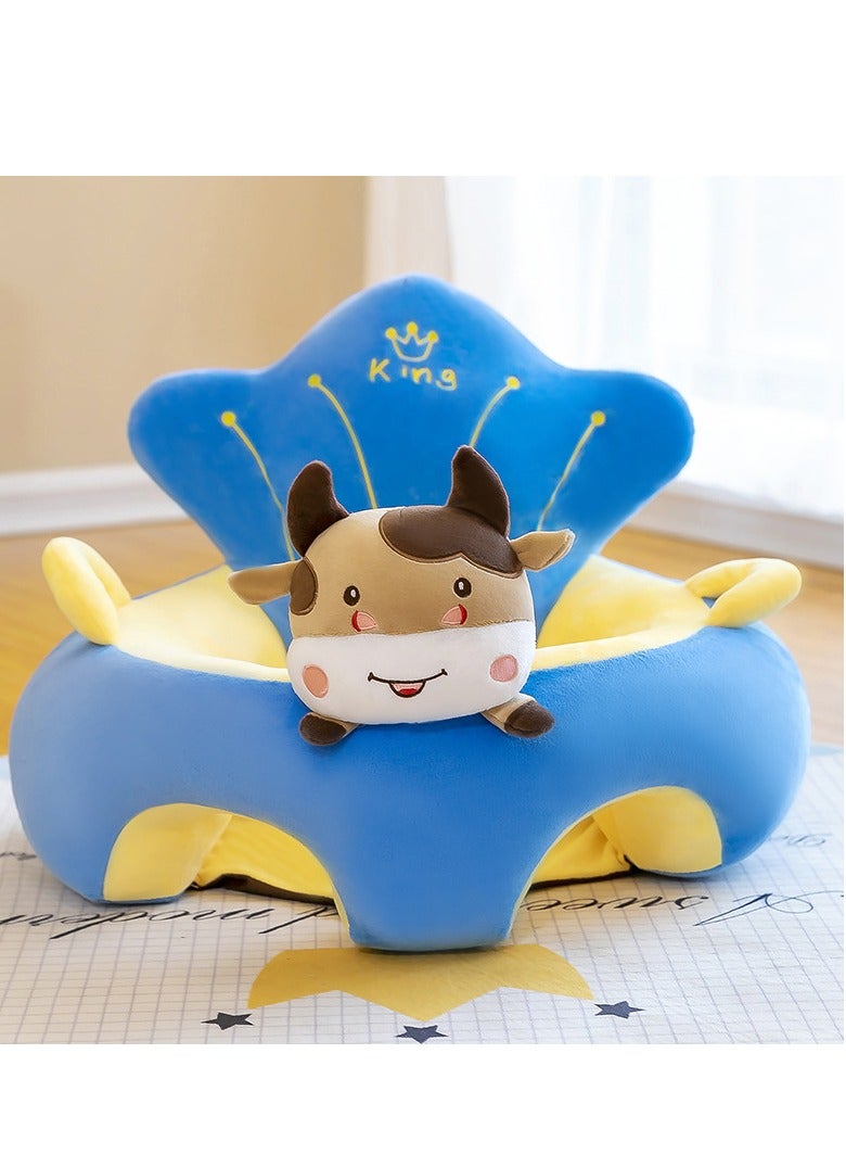 Baby Sitting Training Sofa Cartoon Animal Design Plush Kids Sofa Cute Stylish Baby Sofa Toy For Living Room Bedroom Learn Sitting Chair With Non-Slip Silicone Bottom Nursery Sit Support Plush Seat Gift For Kids Boys Girls